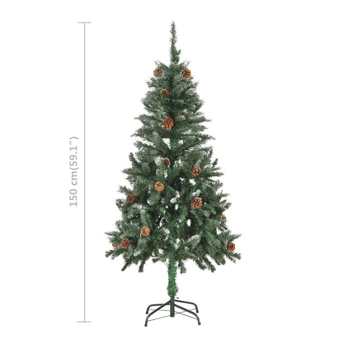vidaXL Sztuczna choinka z lampkami, bombkami i szyszkami, 150 cm