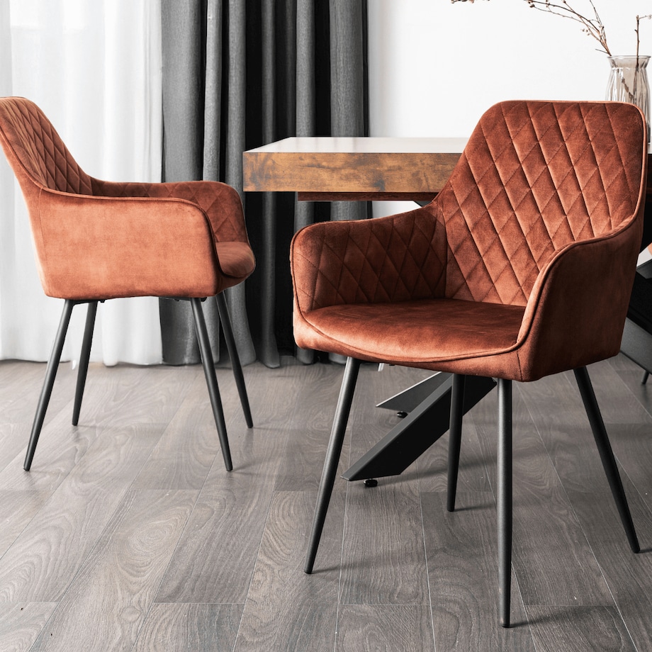 Krzesło Tapicerowane Welurowe Do Salonu Jadalni Kuchenne Rude BRESSO