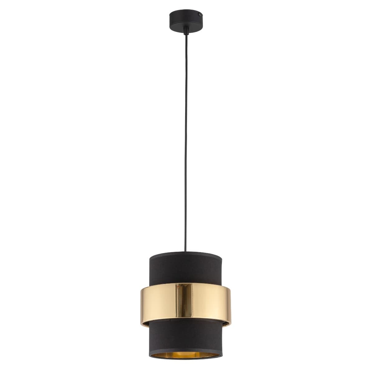 Lampa zwieszana okrągła glamour Calisto 4377 TK Lighting tkanina czarna złota