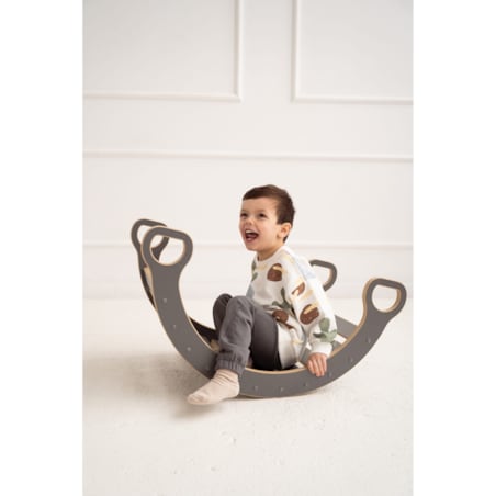 MAŁY bujak montessori + MAŁA zjeżdżalnia DRABINKA - szary