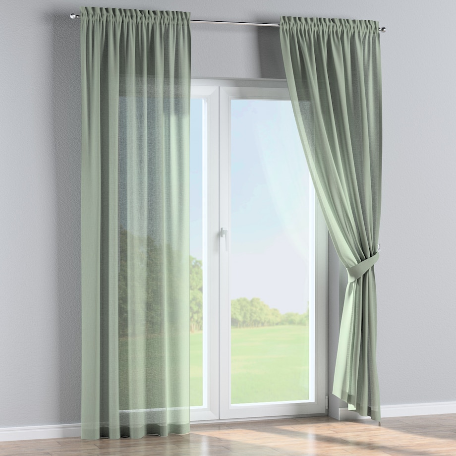 Zasłona na kanale z grzywką 1 szt. 130x245 eukaliptusowo zielony