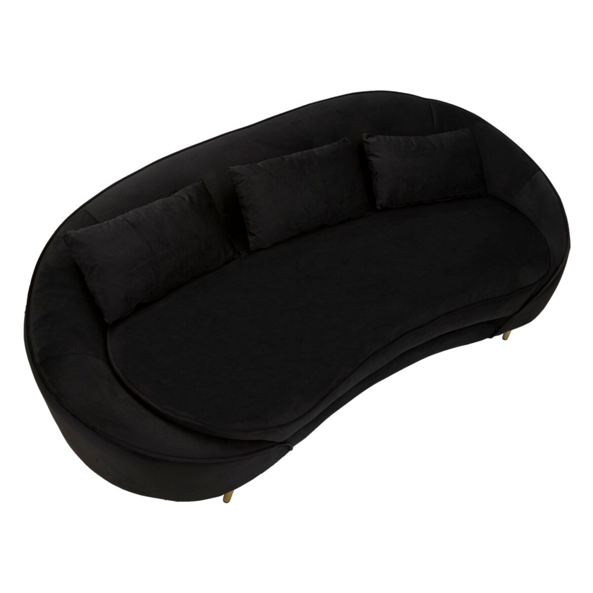 Sofa Oslo, kolor czarny i złoty, poliester, drewno eukaliptusowe i metal, 185 x 84 x 68 cm, do salonu, Mauro Ferretti