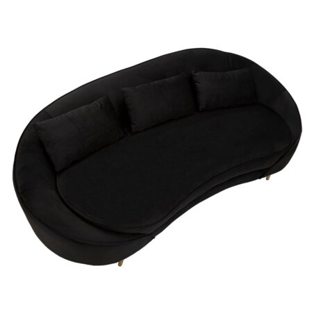 Sofa Oslo, kolor czarny i złoty, poliester, drewno eukaliptusowe i metal, 185 x 84 x 68 cm, do salonu, Mauro Ferretti