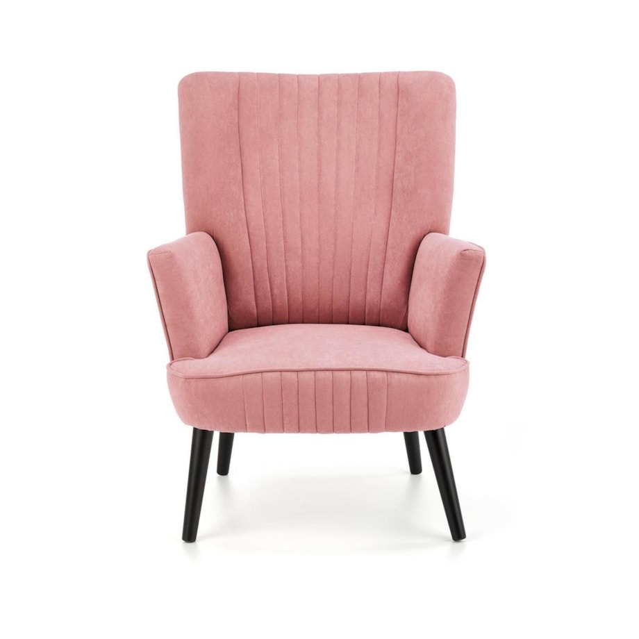 FOTEL WELUROWY Darli różowy DREWNIANE NÓŻKI wypoczynkowy