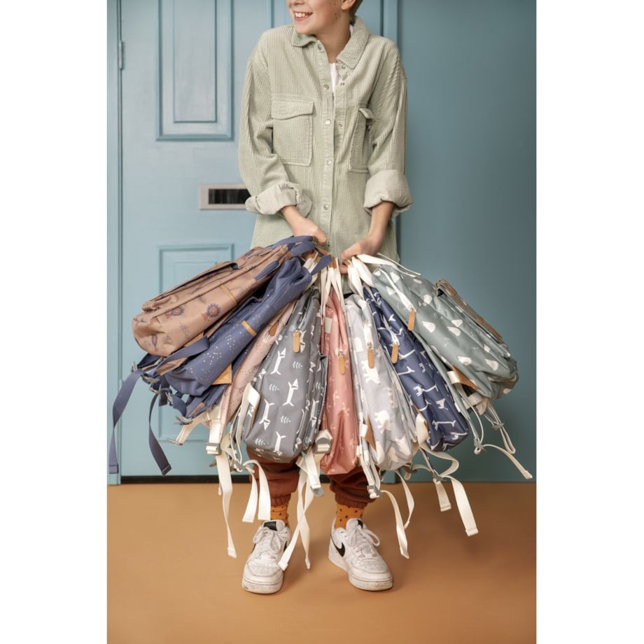 Fresk Duży plecak Złote kropki Indigo