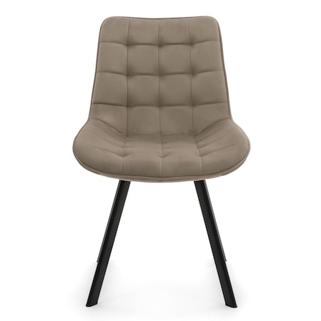 KRZESŁO TAPICEROWANE WELUROWE DO SALONU JADALNI GLAMOUR CIEMNOBEŻOWE TORI