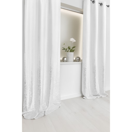 zasłona welurowa "srebrna mgła" 140x250 cm na przelotki biała