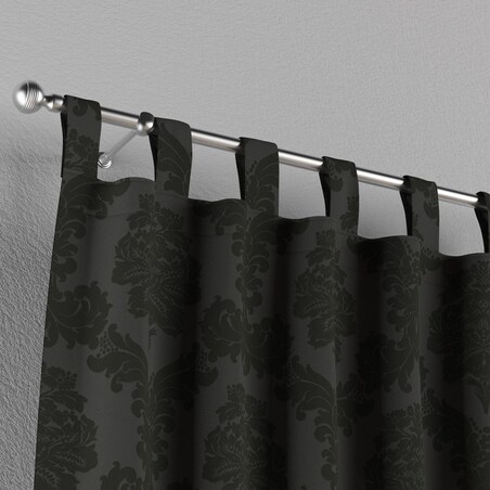 Zasłona na szelkach 1 szt. 130x260 czarne liście akantu na grafitowym tle
