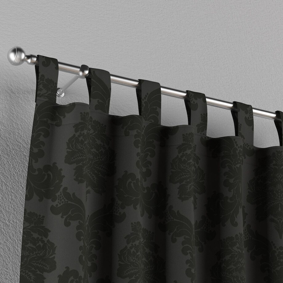 Zasłona na szelkach 1 szt. 130x260 czarne liście akantu na grafitowym tle