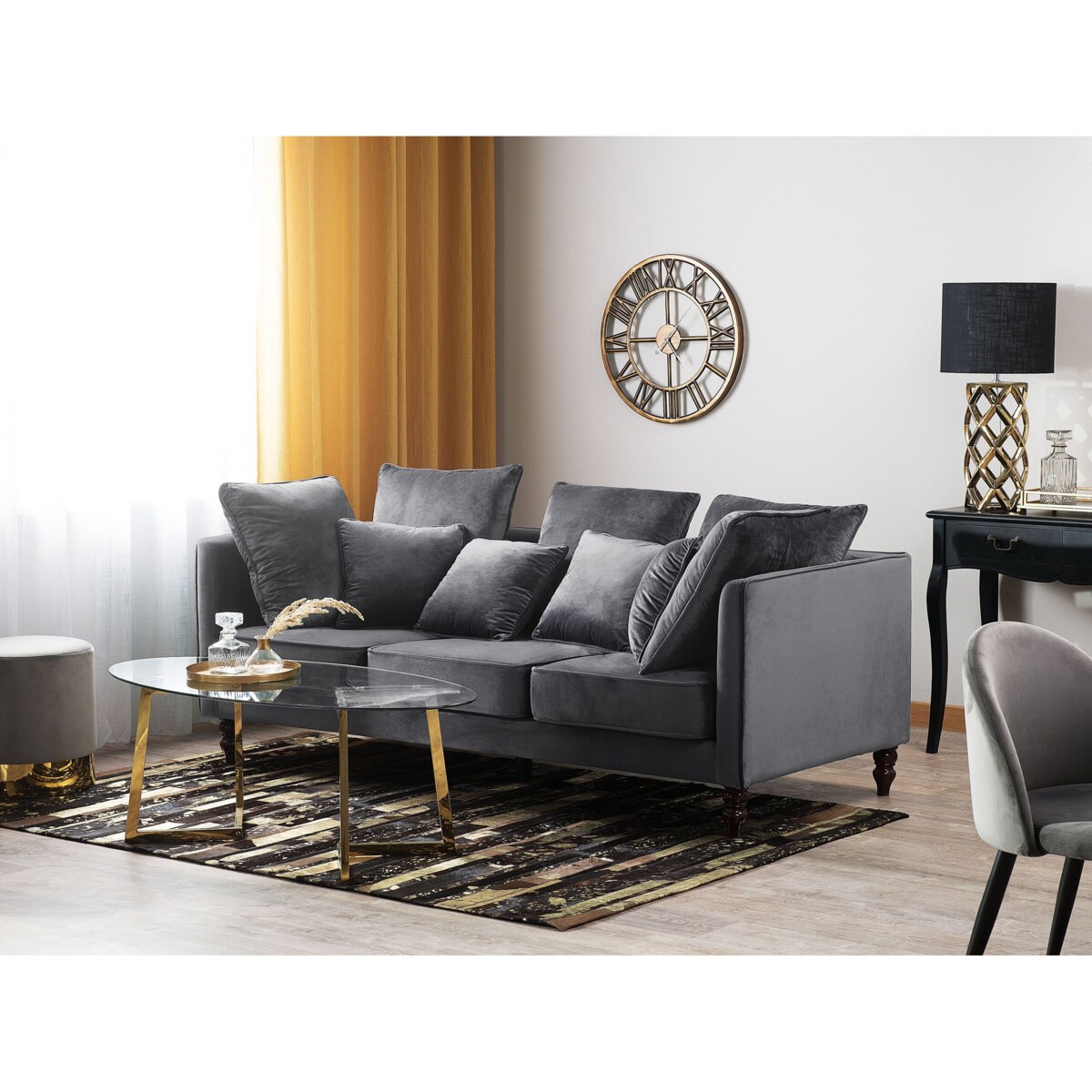 Sofa 3-osobowa welurowa szara FENSTAD