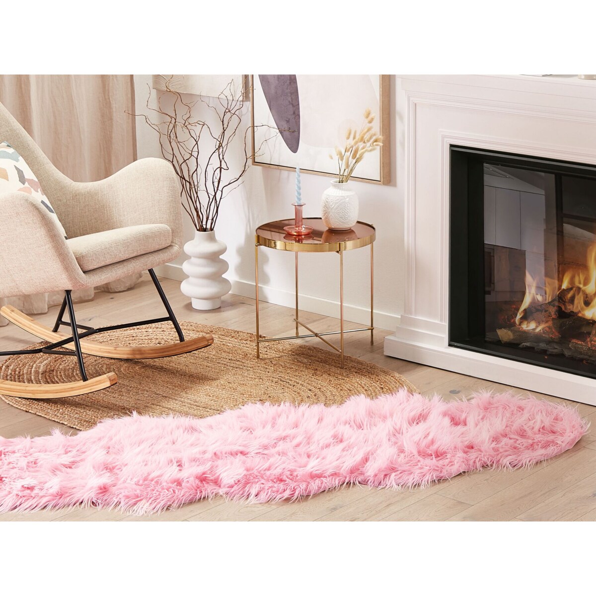 Sztuczna skóra owcza różowa MAMUNGARI