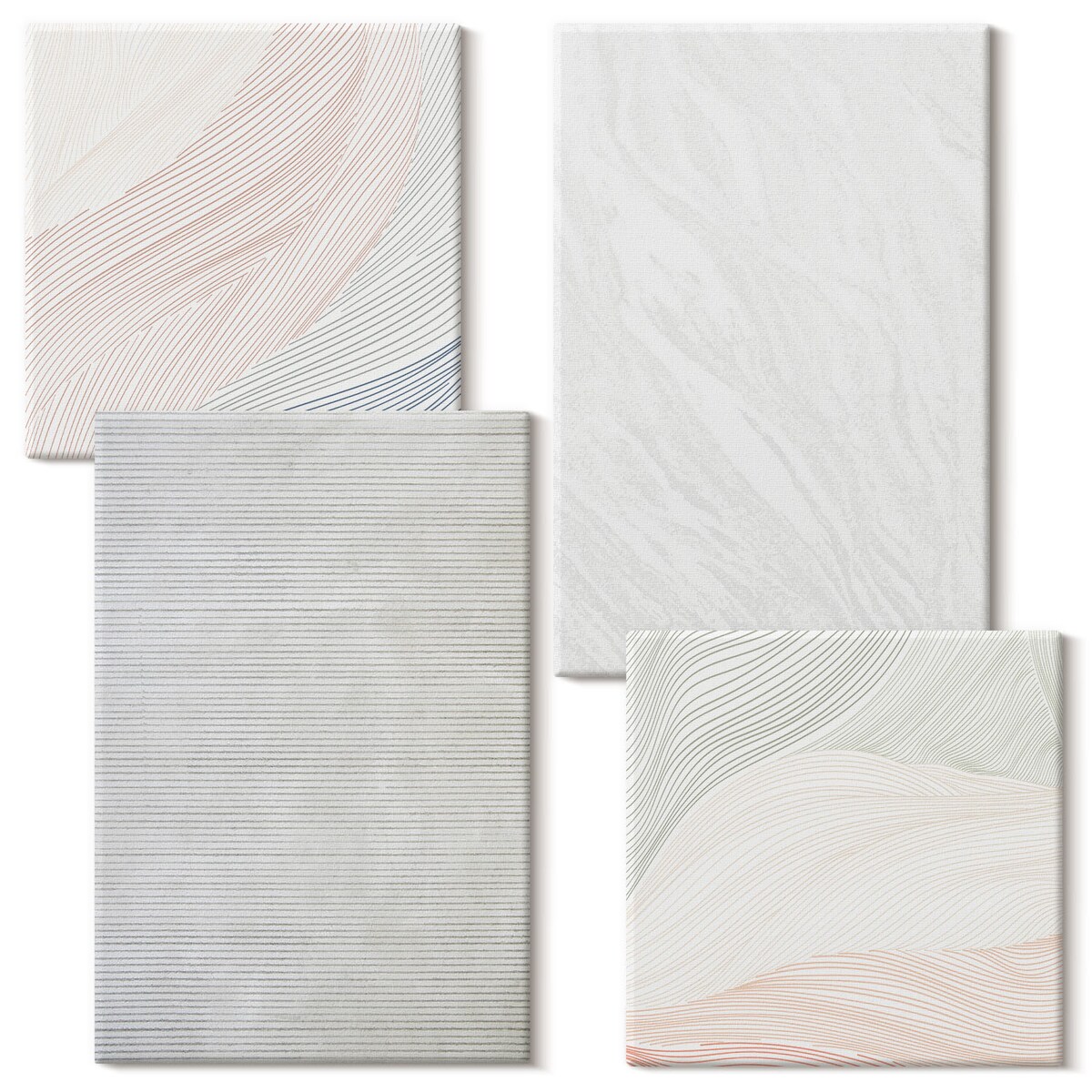 Zestaw 4 obrazów na płótnie - Jasne struktury wzory piasek w stylu industrialnym - szary