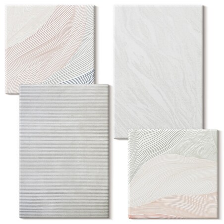 Zestaw 4 obrazów na płótnie - Jasne struktury wzory piasek w stylu industrialnym - szary