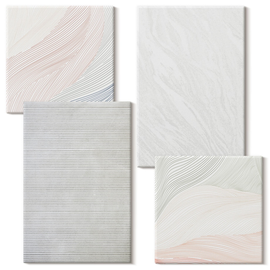 Zestaw 4 obrazów na płótnie - Jasne struktury wzory piasek w stylu industrialnym - szary