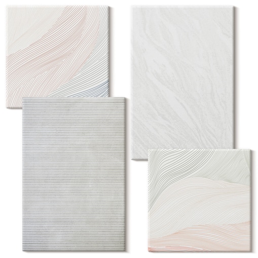 Zestaw 4 obrazów na płótnie - Jasne struktury wzory piasek w stylu industrialnym - szary