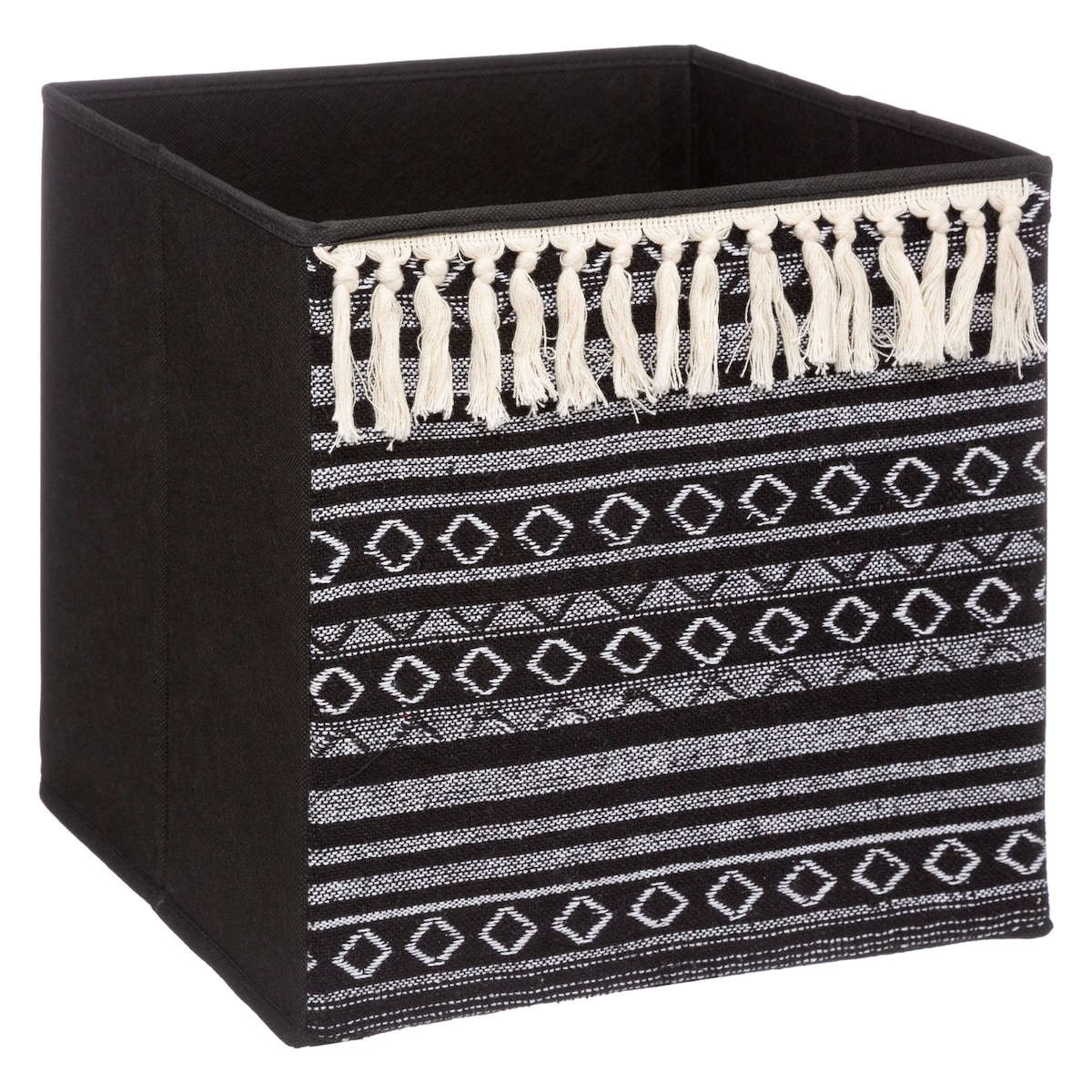 Pudełko do regału tekstylne TASSEL, 31 x 31 x 31 cm, kolor czarny, karton