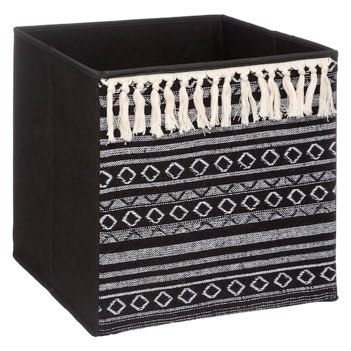 Pudełko do regału tekstylne TASSEL, 31 x 31 x 31 cm, kolor czarny, karton