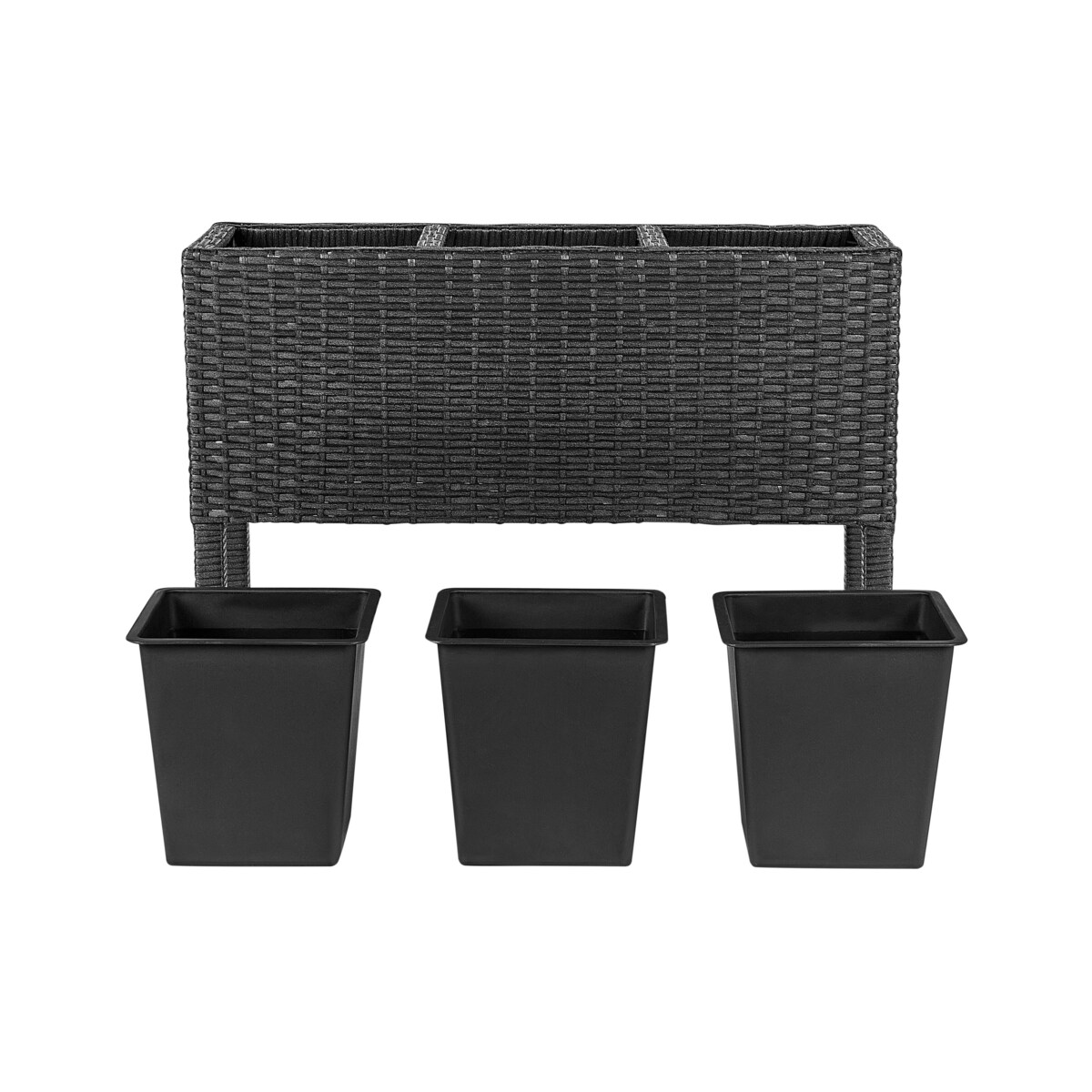 Donica kwietnik z technorattanu czarna CARAGANA