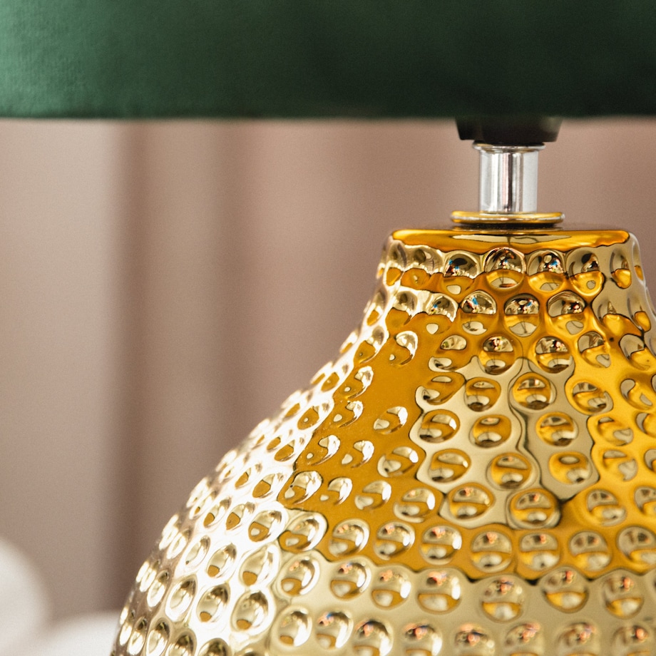 KONSIMO NIPER elegancka lampa stołowa złoto-zielony