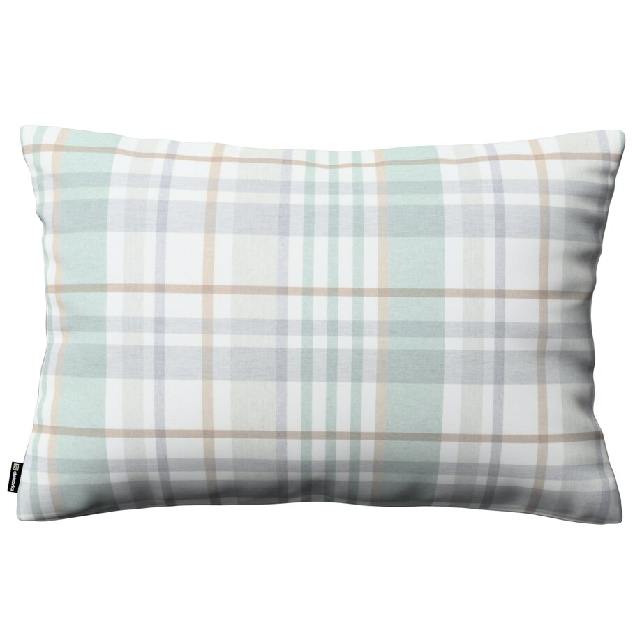 Poszewka Kinga na poduszkę prostokątną 60x40 kratka zielono-szary melanż