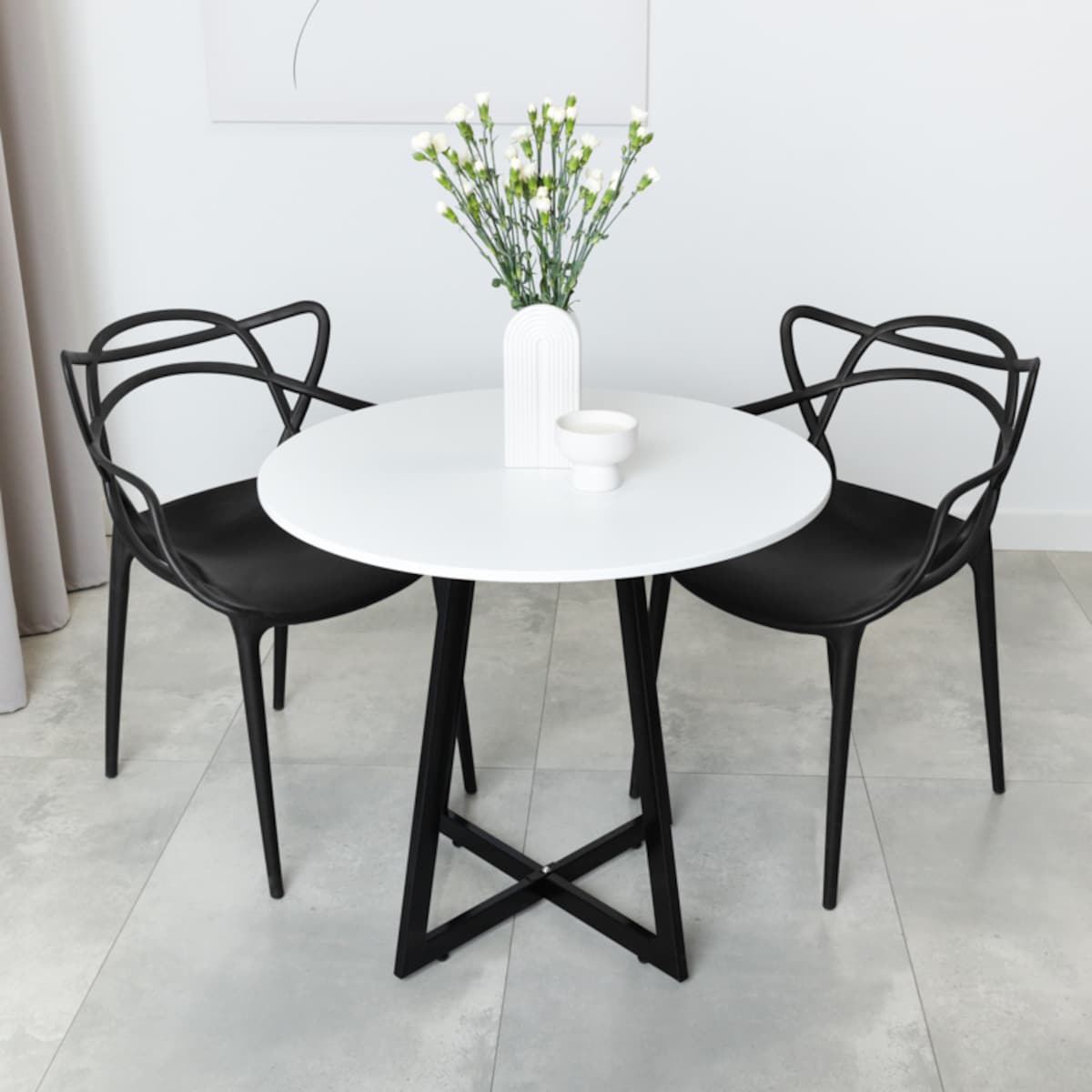 Stół okrągły 80 cm do salonu jadalni loftowy nowoczesny industrialny biały