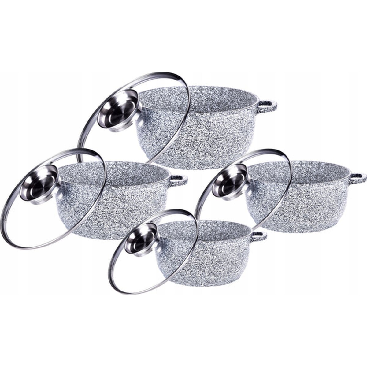 Zestaw Garnków Granitowych 8 El. Aroma Indukcja Gaz 16/20/24/28 Cm