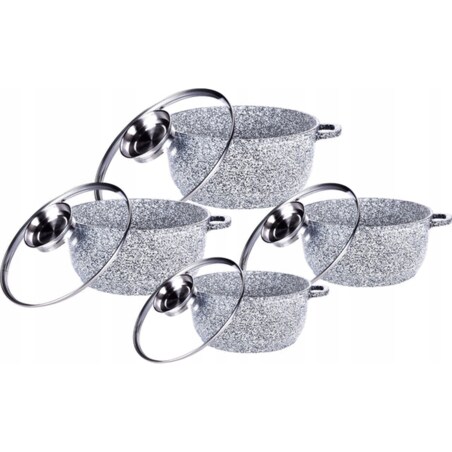 Zestaw Garnków Granitowych 8 El. Aroma Indukcja Gaz 16/20/24/28 Cm