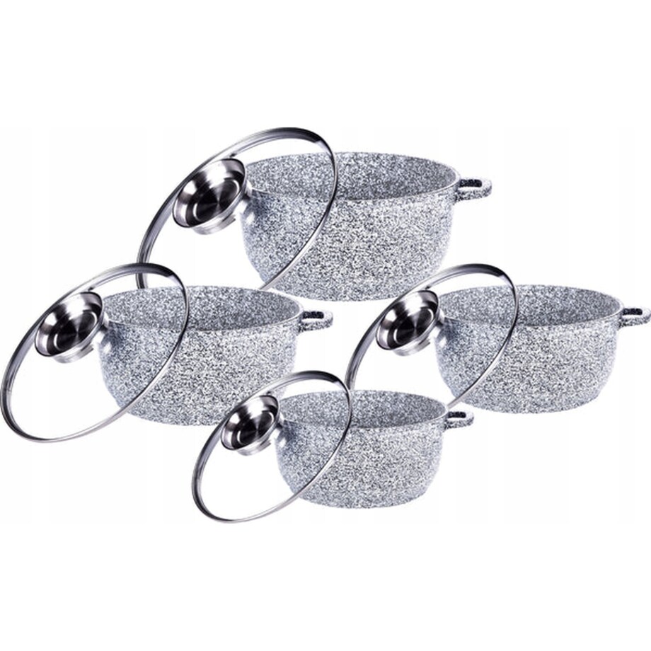 Zestaw Garnków Granitowych 8 El. Aroma Indukcja Gaz 16/20/24/28 Cm