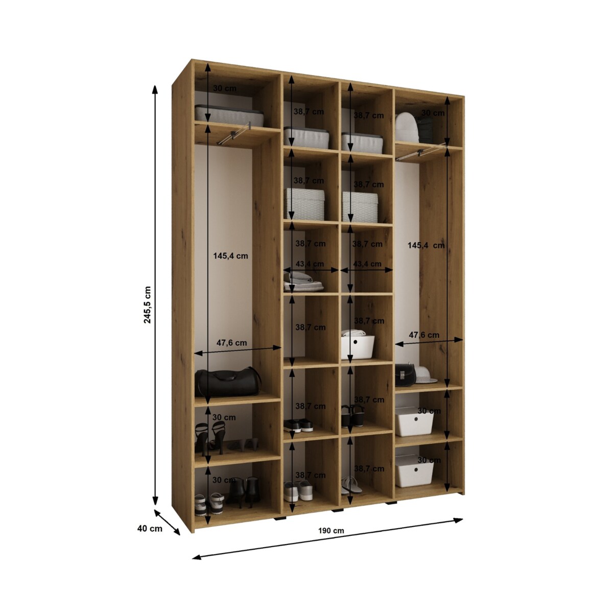 Szafa czterodrzwiowa Como 4 190 gł.40 biały+złoty