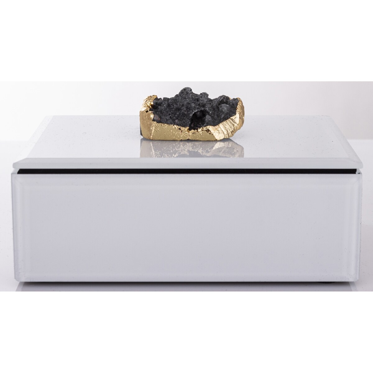 Szkatułka szklana na biżuterię 16x12x8,5 cm DEKOR AGAT biała