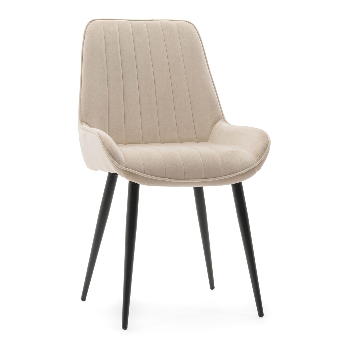 Krzesło tapicerowane welurowe do salonu jadalni nowoczesne glamour LUCA beżowa