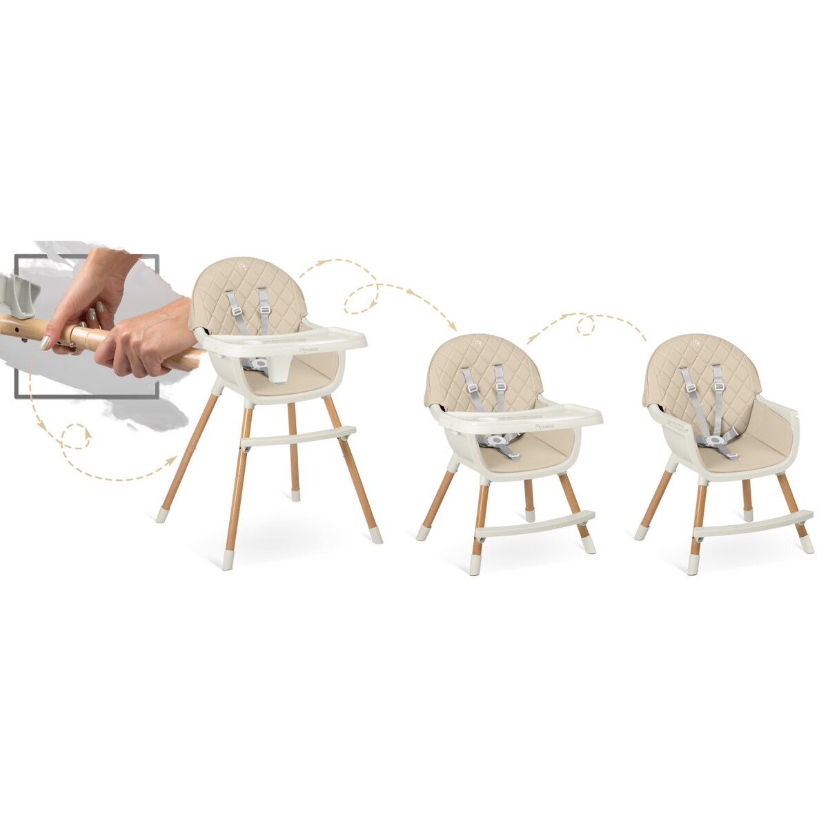 Krzesełko do karmienia dla dzieci fotelik 3w1 tacka Nukido