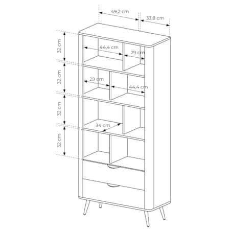 Regał ERIS częściowo zamknięty na metalowych nóżkach