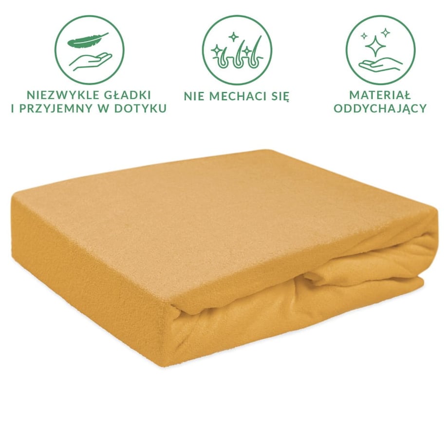 Prześcieradło frotte z gumką 180x200 kolor musztardowy