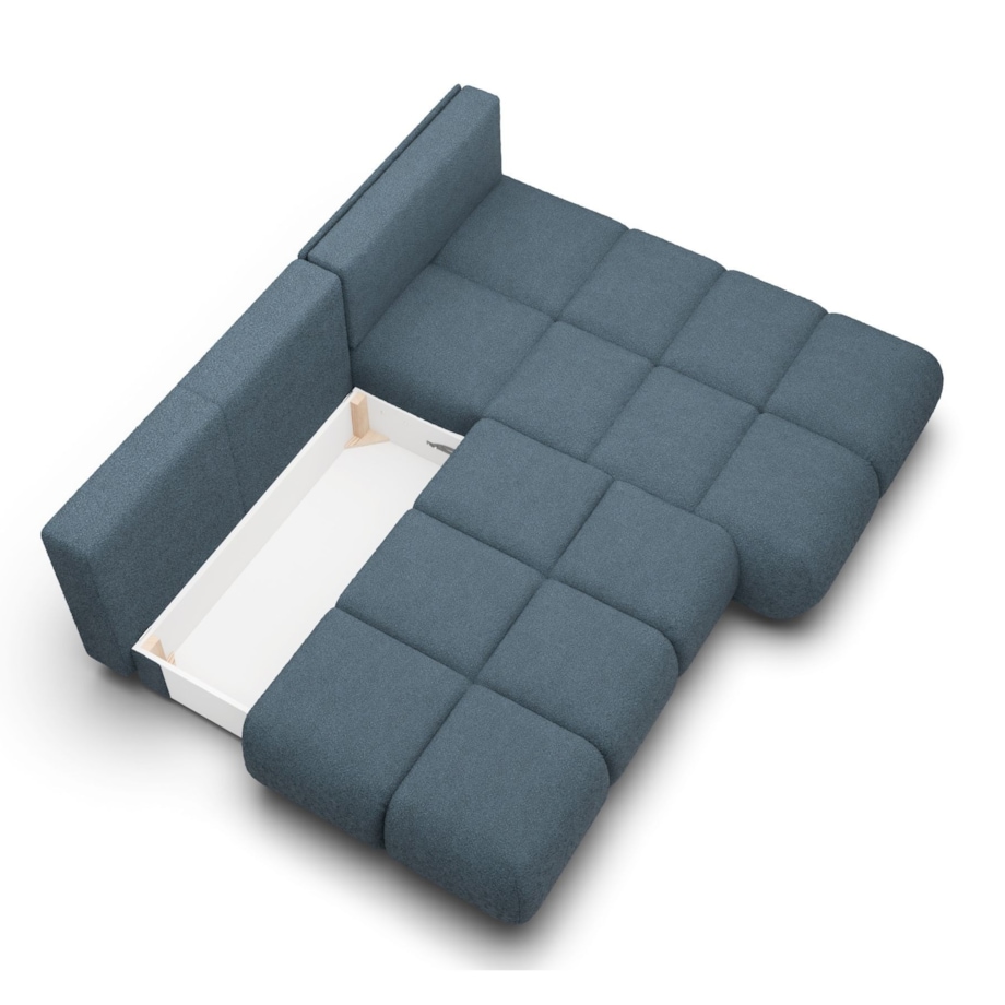 Pikowany Narożnik MILA rozkładany bez boczków prawy ciemnoniebieski