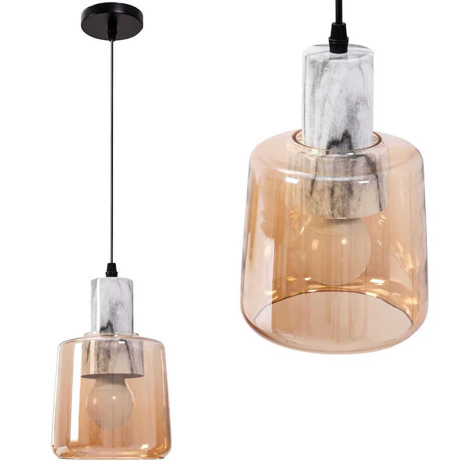 Lampa wisząca szklana nowoczesna marmur pomarańczowa