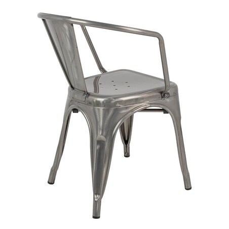 Srebrne krzesło z podłokietnikami Tower Arm do kuchni