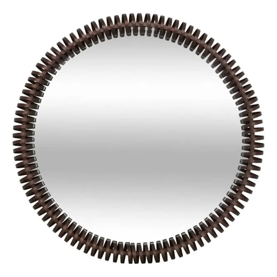 Lustro wiszące, okrągłe, brązowe, Barrel, 90 cm