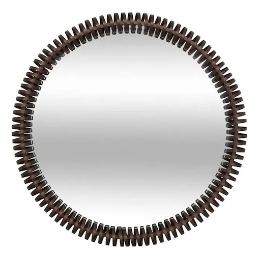 Lustro wiszące, okrągłe, brązowe, Barrel, 90 cm