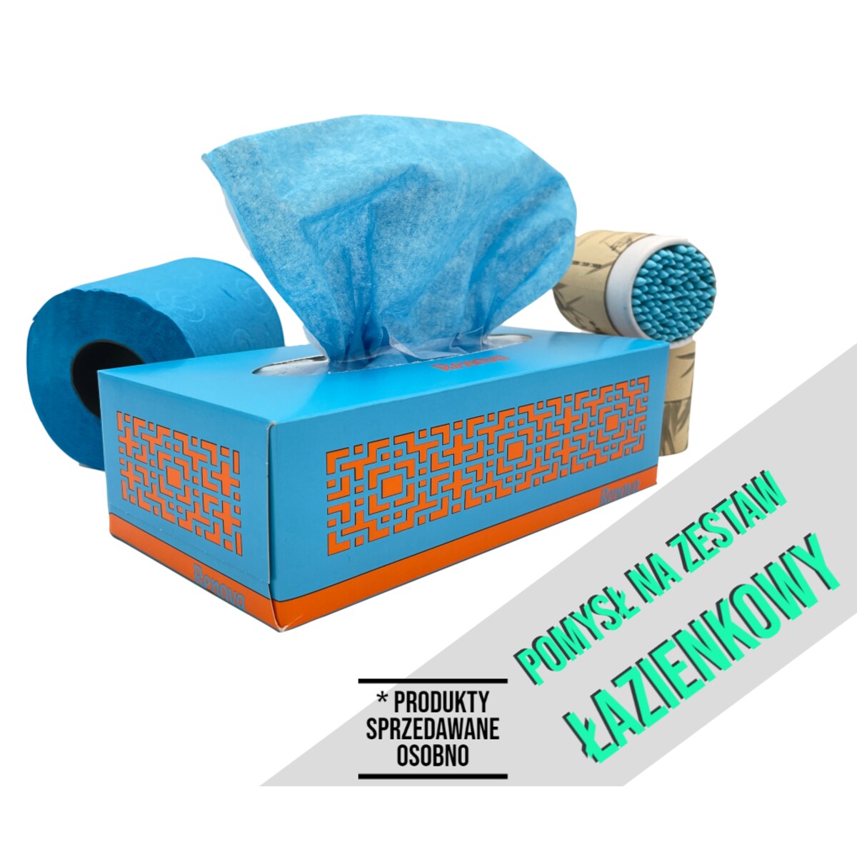 Wyciągane chusteczki higieniczne Renova niebieskie 80szt