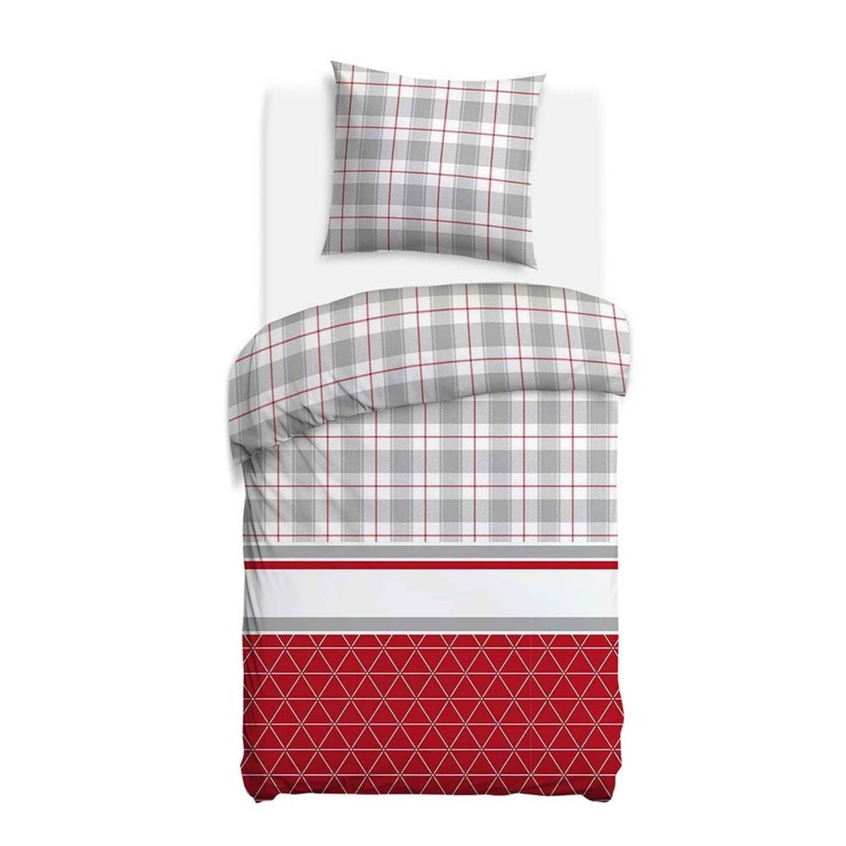 Pościel flanelowa 140x200 Skandia White, czerwona w białą kratę, Flanelove, Darymex