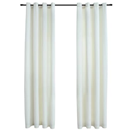 vidaXL Zasłony zaciemniające z kółkami, 2 szt., aksamitne, kremowe