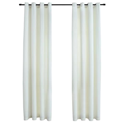 vidaXL Zasłony zaciemniające z kółkami, 2 szt., aksamitne, kremowe