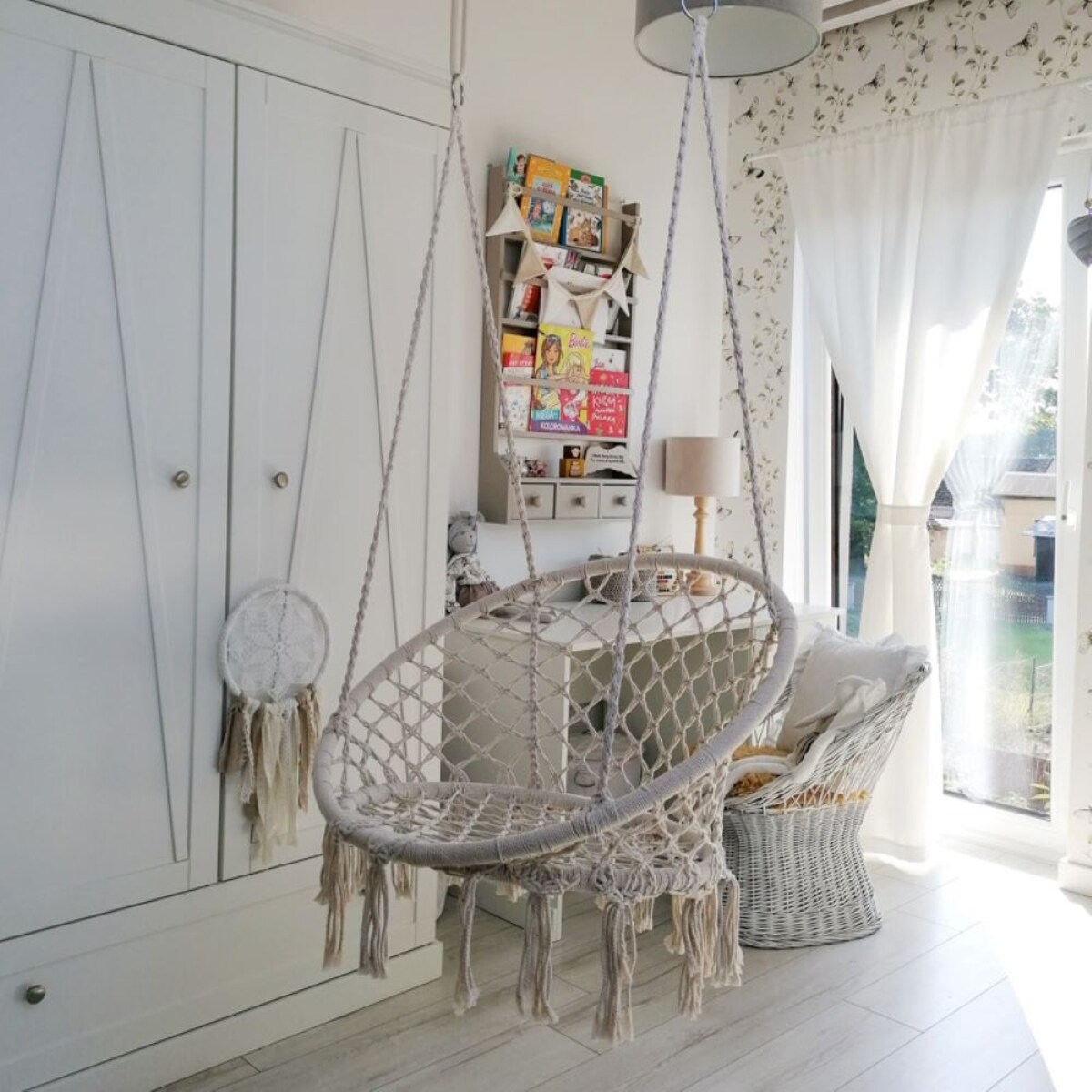 Fotel wiszący ogrodowy Boho, bociane gniazdo XXL