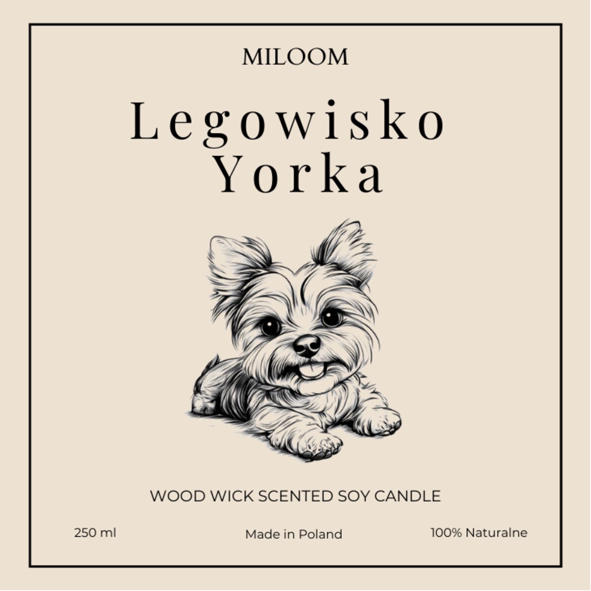 Świeca Sojowa Zapachowa z Drewnianym Knotem LEGOWISKO YORKA 230 ml Miloom