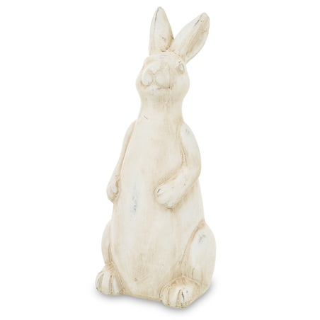 Dekoracja - beżowa ceramiczna figurka królika 31.5x13x13 cm