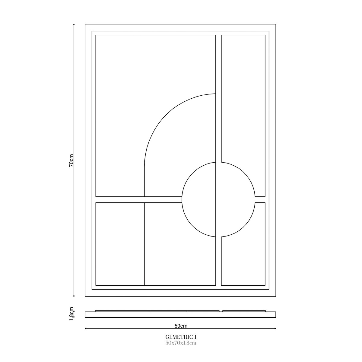 Obraz 3D 50x70cm Geometric I – Dekoracja Ścienna z Tynku Naturalnego, Milky Grey Minimalistyczny Relief