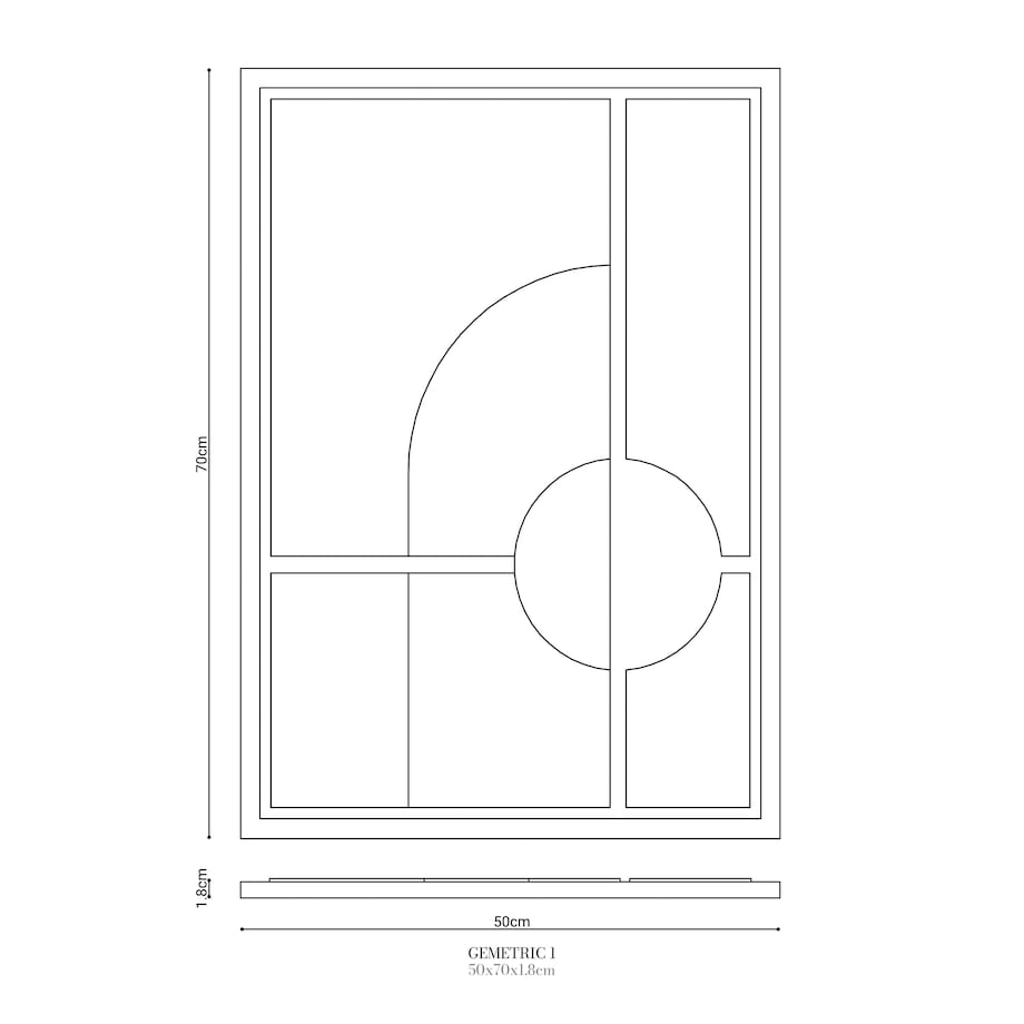 Obraz 3D 50x70cm Geometric I – Dekoracja Ścienna z Tynku Naturalnego, Milky Grey Minimalistyczny Relief