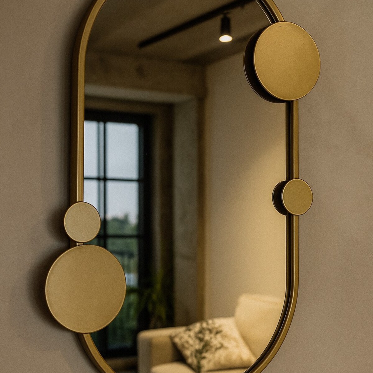 Lustro ścienne SAANA z geometrycznymi zdobieniami, 50 x 76 cm