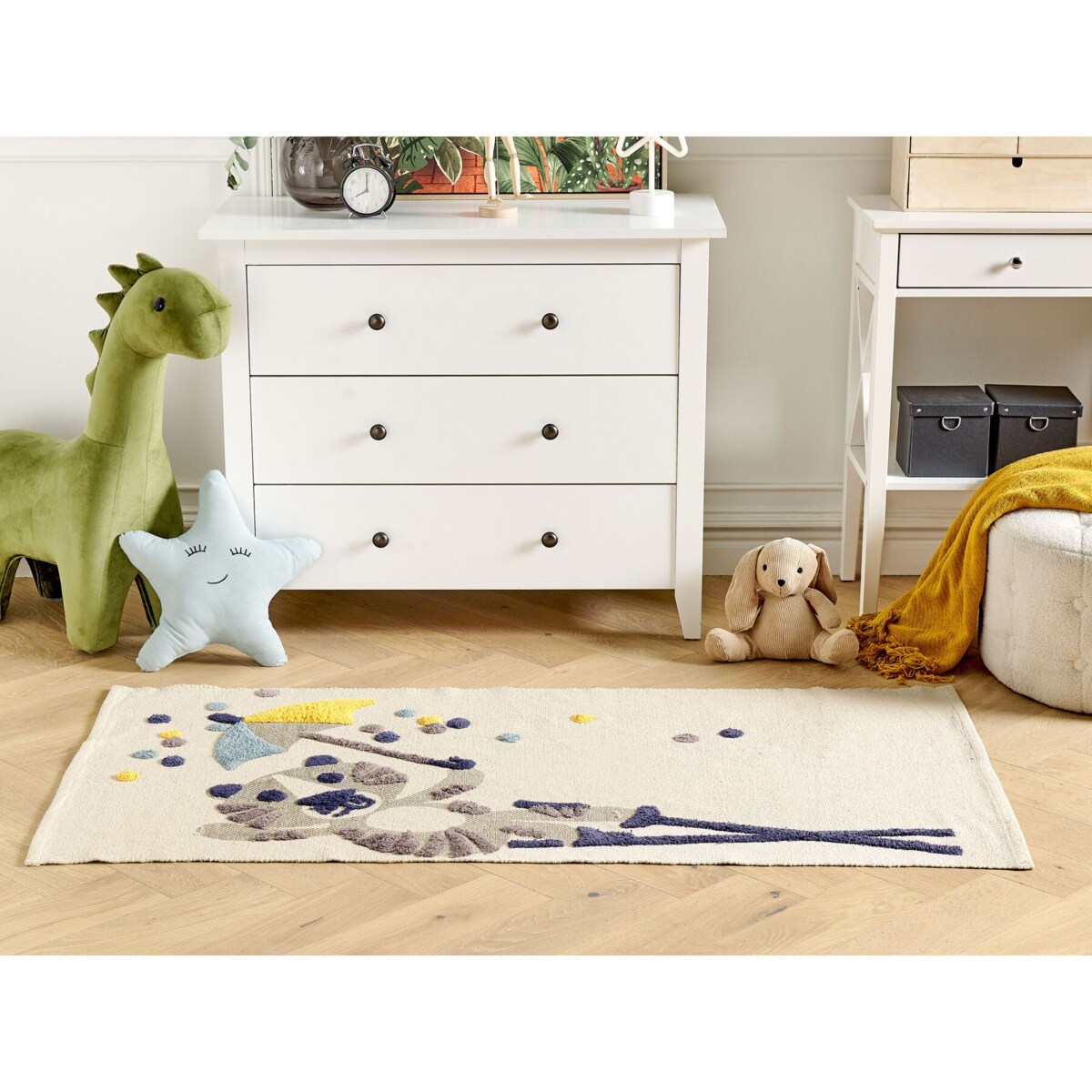 Dywan dziecięcy bawełniany w zwierzęcy wzór 80 x 150 cm beżowy SINGKIL